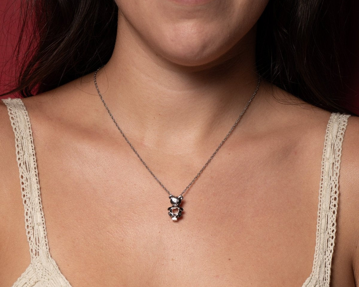 Collar con perla natural Experiencia Osito - regalo original y emotivo para mujer - Cadena cruzada