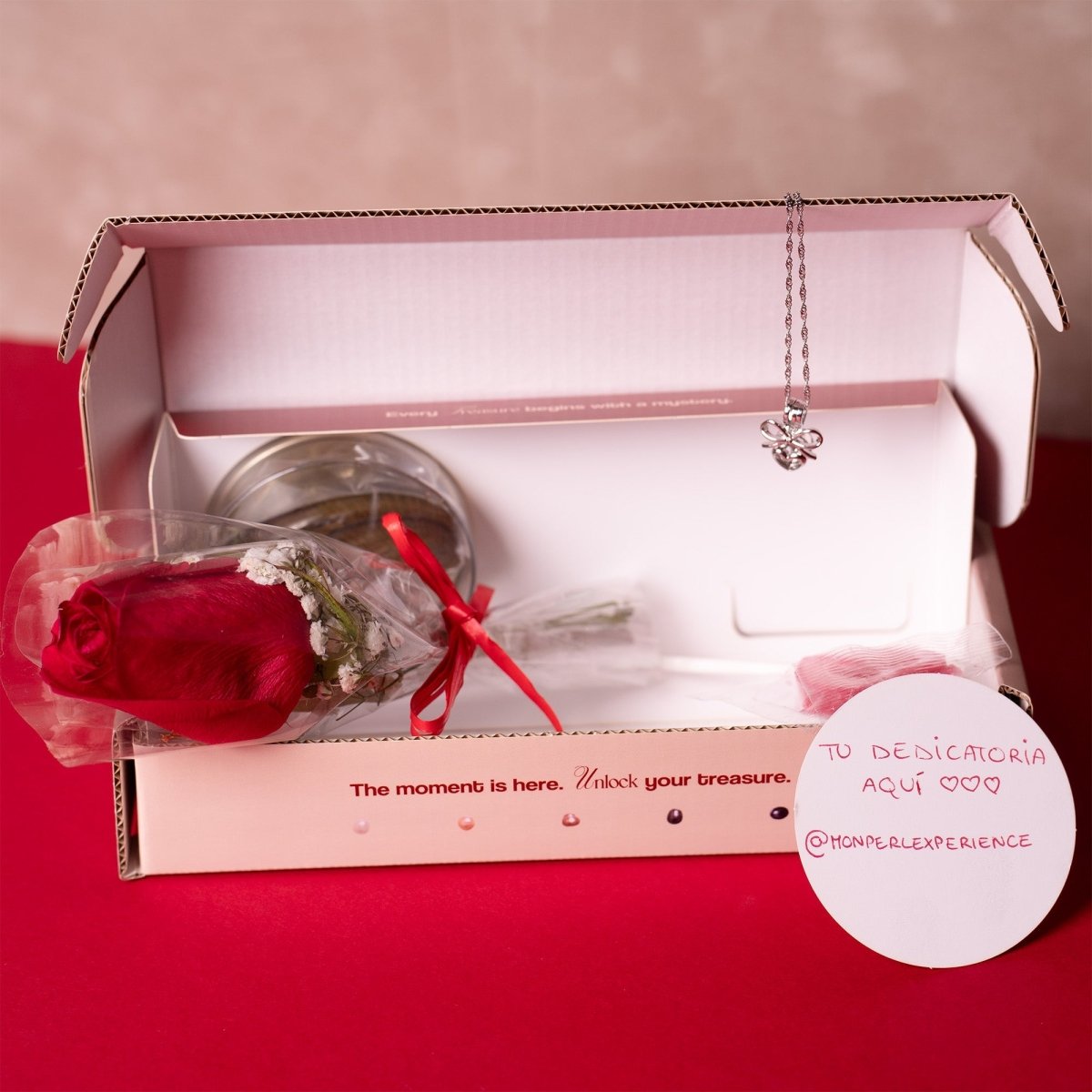 Collar con perla natural Experiencia Ribbon Heart - regalo romántico para mujer